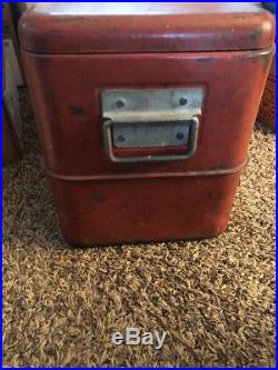 Budweiser 1950s Vtg Red Metal Beer Cooler Camping Party RARE