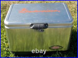 Budweiser Coleman Steel Belted Cooler Ice Box EUC USA Patent Pending Uncommon