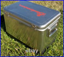 Budweiser Coleman Steel Belted Cooler Ice Box EUC USA Patent Pending Uncommon