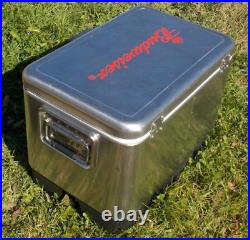 Budweiser Coleman Steel Belted Cooler Ice Box EUC USA Patent Pending Uncommon