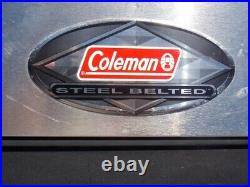 Budweiser Coleman Steel Belted Cooler Ice Box EUC USA Patent Pending Uncommon