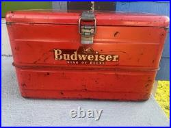 Budweiser King of Beers Vintage Red Metal Cooler