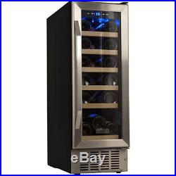 Built-In 18 Bottle Slim Stainless Steel Wine Cooler, Compact Refrigerator Cellar