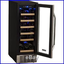 Built-In 18 Bottle Slim Stainless Steel Wine Cooler, Compact Refrigerator Cellar