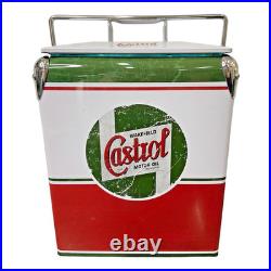CASTROL 17L/18Qt large capacity metal Ice Box Cooler, Portable for Picnic BBQ