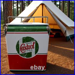 CASTROL 17L/18Qt large capacity metal Ice Box Cooler, Portable for Picnic BBQ