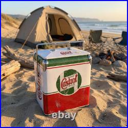 CASTROL 18Qt Metal Cooler Sand-Proof Beach Ice Chest Heavy Duty Coastal Camping