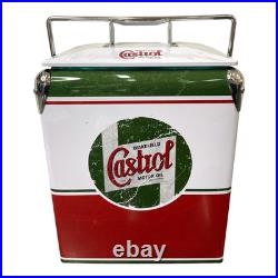 CASTROL 18Qt Metal Cooler Sand-Proof Beach Ice Chest Heavy Duty Coastal Camping