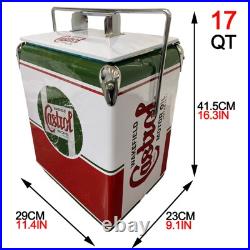 CASTROL 18Qt Metal Cooler Sand-Proof Beach Ice Chest Heavy Duty Coastal Camping