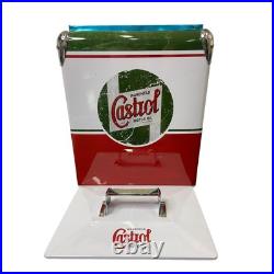 CASTROL 18Qt Metal Cooler Sand-Proof Beach Ice Chest Heavy Duty Coastal Camping