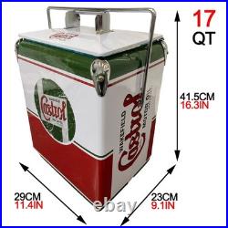 CASTROL Vintage Large Metal 18Qt Beer Cooler Box, Portable for Beach Activities