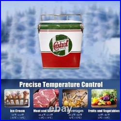 CASTROL Vintage Large Metal 18Qt Beer Cooler Box, Portable for Beach Activities