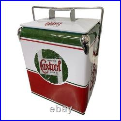 CASTROL Vintage Large Metal 18Qt Beer Cooler Box, Portable for Beach Activities