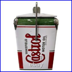 CASTROL Vintage Large Metal 18Qt Beer Cooler Box, Portable for Beach Activities