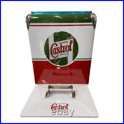 CASTROL Vintage Large Metal 18Qt Beer Cooler Box, Portable for Beach Activities