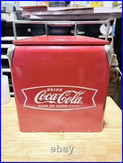 COCA COLA ALL METAL ICE CHEST COOLER WITH BOTTLE OPENER Clean