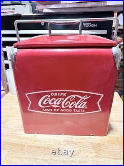 COCA COLA ALL METAL ICE CHEST COOLER WITH BOTTLE OPENER Clean