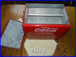 COCA-COLA MAN CAVE ANTIQUE SODA VINTAGE METAL Cooler Rare COKE New years Pop