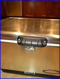 COLEMAN 54 Quart STAINLESS STEEL COOLER ICE CHEST Camping Fishing