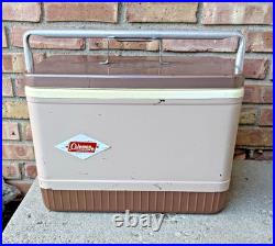 COLEMAN Brown/ Tan Cooler Diamond Logo Metal Bar Handle Latch Vintage Rare, EXC