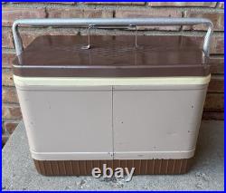 COLEMAN Brown/ Tan Cooler Diamond Logo Metal Bar Handle Latch Vintage Rare, EXC