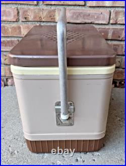 COLEMAN Brown/ Tan Cooler Diamond Logo Metal Bar Handle Latch Vintage Rare, EXC