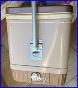 COLEMAN Brown/ Tan Cooler Diamond Logo Metal Bar Handle Latch Vintage Rare, EXC