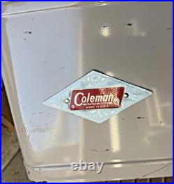 COLEMAN Brown/ Tan Cooler Diamond Logo Metal Bar Handle Latch Vintage Rare, EXC