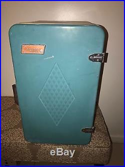COLEMAN METAL DIAMOND COOLER VINTAGE 1950's UPRIGHT GREEN STAND UP CAMPING