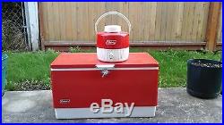 Coleman Red Long Boy Camping Ice Chest Cooler Meat Tray Ice Block Bin Jug Awesom