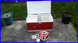 Coleman Red Long Boy Camping Ice Chest Cooler Meat Tray Ice Block Bin Jug Awesom