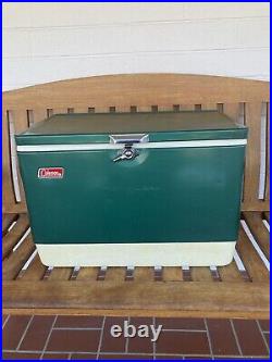 COLEMAN Vintage Green Steel 1970's Ice Chest Cooler Collectible Good Condition COLEMAN Vintage Green Steel 1970's Ice Chest Cooler Collectible Good Condition