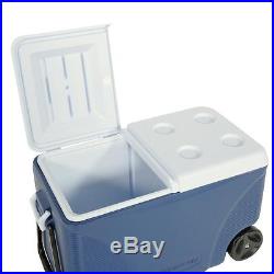Camping Cooler Wheels Chest Outdoor Cup Holder Box Picnic Ice Hiking Food
