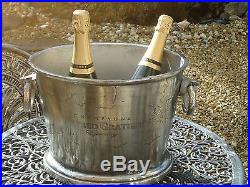 Champagne Ice Bath Chunky Cast Metal Silver Nickel Finish Wine Cooler/Bucket