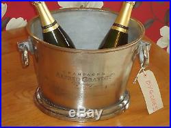 Champagne Ice Bath Chunky Cast Metal Silver Nickel Finish Wine Cooler/Bucket