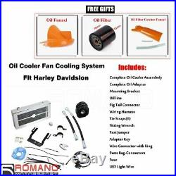 Chrome Reefer Oil Cooler Fan Cooling System For Harley Dyna FXDL FXDB 1993-2017