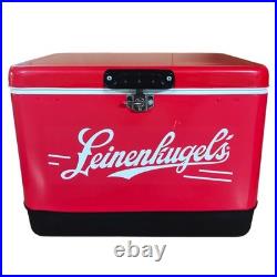 Classic Retro Red Metal Cooler, 54-Quart Large Capacity Ice Bucket for Beach