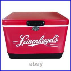 Classic Retro Red Metal Cooler, 54-Quart Large Capacity Ice Bucket for Beach