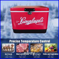 Classic Retro Red Metal Cooler, 54-Quart Large Capacity Ice Bucket for Beach