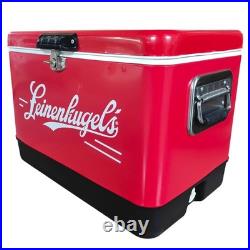 Classic Retro Red Metal Cooler, 54-Quart Large Capacity Ice Bucket for Beach