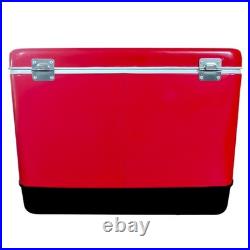 Classic Retro Red Metal Cooler, 54-Quart Large Capacity Ice Bucket for Beach