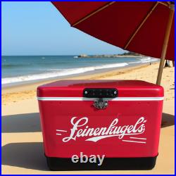 Classic Retro Red Metal Cooler, 54-Quart Large Capacity Ice Bucket for Beach