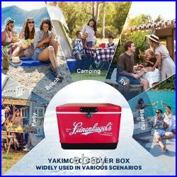 Classic Retro Red Metal Cooler, 54-Quart Large Capacity Ice Bucket for Beach