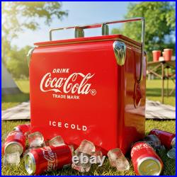 Coca-Cola 13L Retro Metal Cooler fits 18 Cans Best Winter Gift for Men & Decor