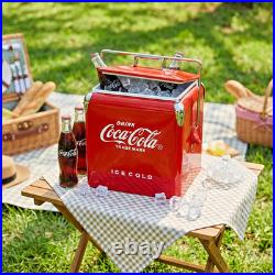 Coca-Cola 13L Retro Metal Cooler fits 18 Cans Best Winter Gift for Men & Decor