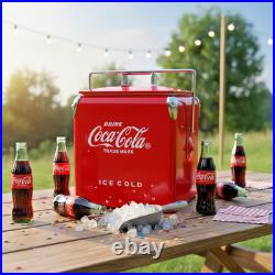 Coca-Cola 14Qt Cooler Metal Ice Chest for Tailgating, Beach Parties & Outdoor