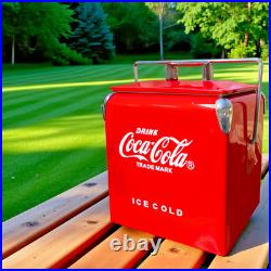 Coca-Cola 14Qt Cooler Metal Ice Chest for Tailgating, Beach Parties & Outdoor