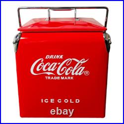 Coca-Cola 14Qt Metal Cooler Red Ice Chest 18 Can Game Day Relief Party Gear