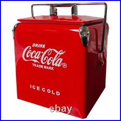 Coca-Cola 14Qt Metal Cooler Red Ice Chest 18 Can Game Day Relief Party Gear