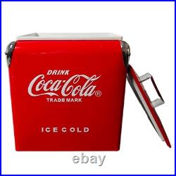Coca-Cola 14Qt Metal Cooler Red Ice Chest 18 Can Game Day Relief Party Gear